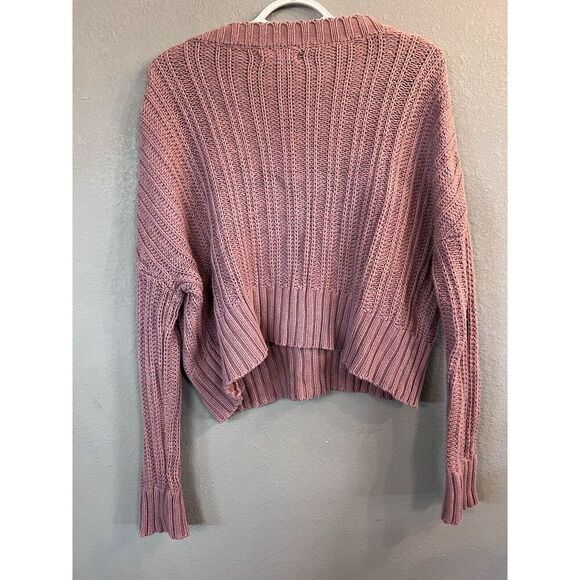 Aeropostale Pink Crop Cable Knit Sweater Cozy Soft Cable Knit Women’s Medium - Picture 4 of 4